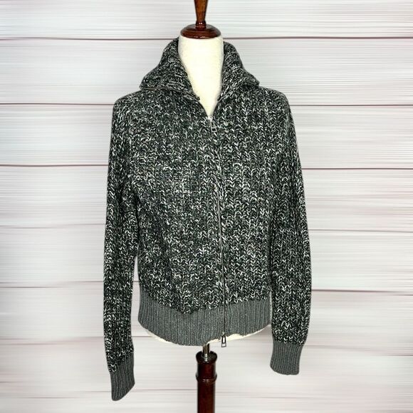 Zadig & Voltaire Deluxe Gray Wool Mohair Blend Full Zip Cardigan High Neck S - Picture 2 of 13